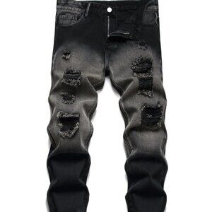 Black Mens Distressed Jeans